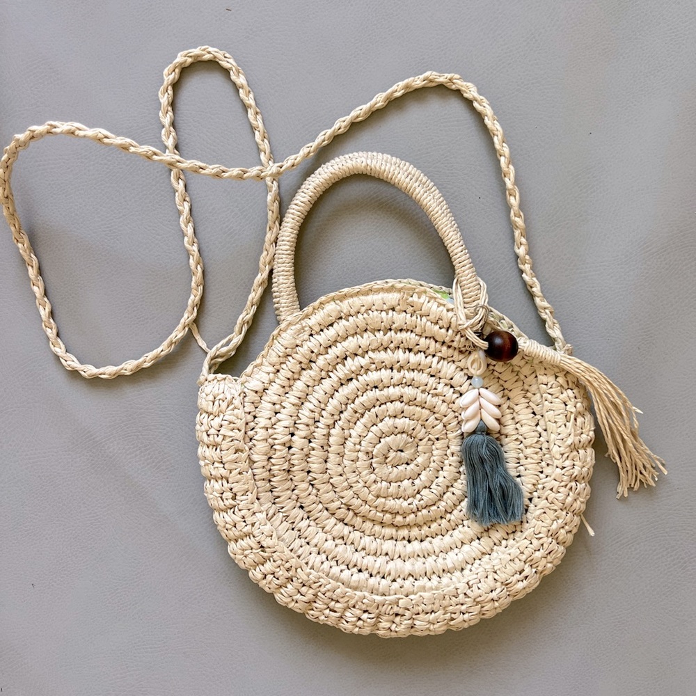 Solid & Striped Straw Boho Beach Bag